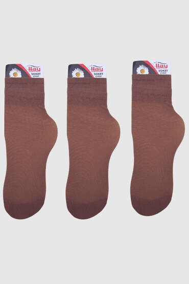 İlay Kadın Tül Soket Çorap 12'li Paket Bronz Bronz