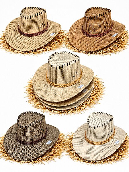 İpli Kovboy Hasır Fötr Şapka