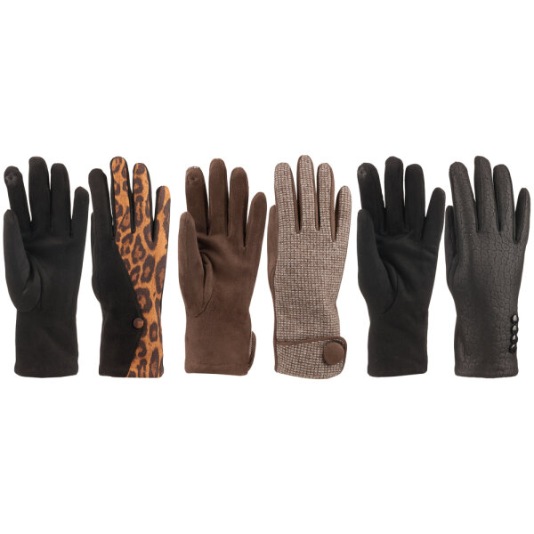 İthal Bayan Desenli Kumaş Eldiven 6'lı - SUYUTTİ