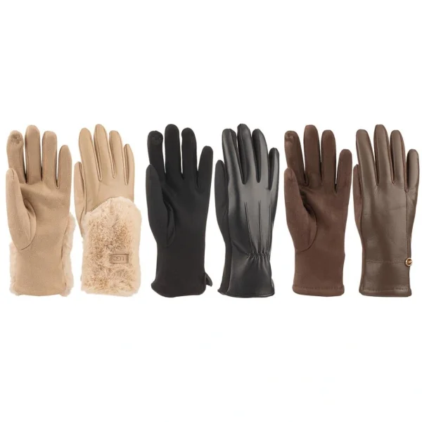 İthal Bayan Suni Deri Eldiven 6'lı 