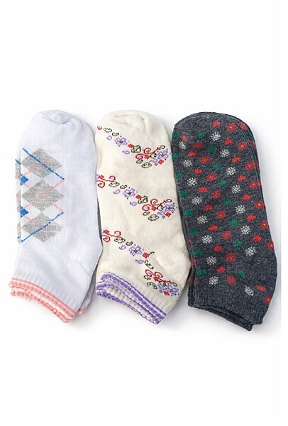 Kadın 3 lü Patik 12'li Paket Asorti - 1