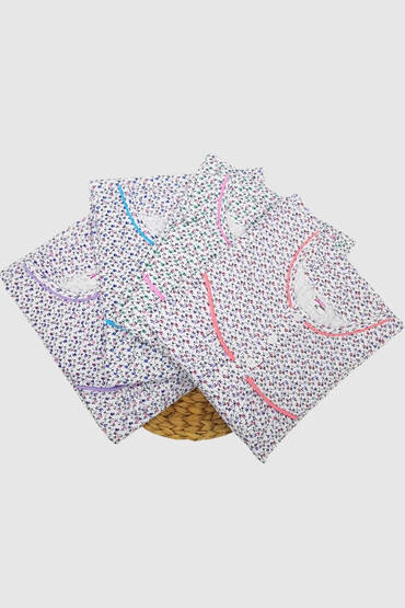 Melika Boydan Desenli Gecelik Kışlık 3'lü Paket Renkli - MELİKA