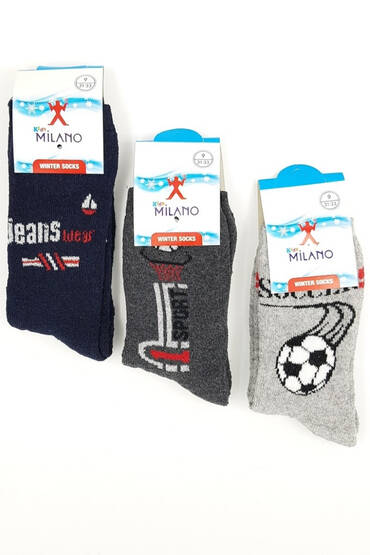 Milano Erkek Çocuk Havlu Çorap 12'li Paket Asorti - 1