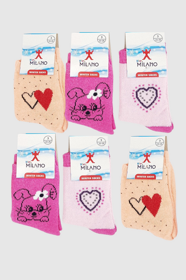 Milano Kız Çocuk Havlu Çorap 12'li Paket Asorti - MİLANO ÇORAP