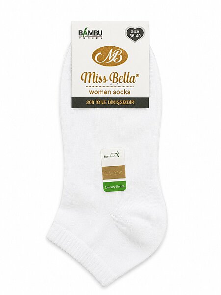 Miss Bella Kadın Bambu Patik 12'li Beyaz (1)