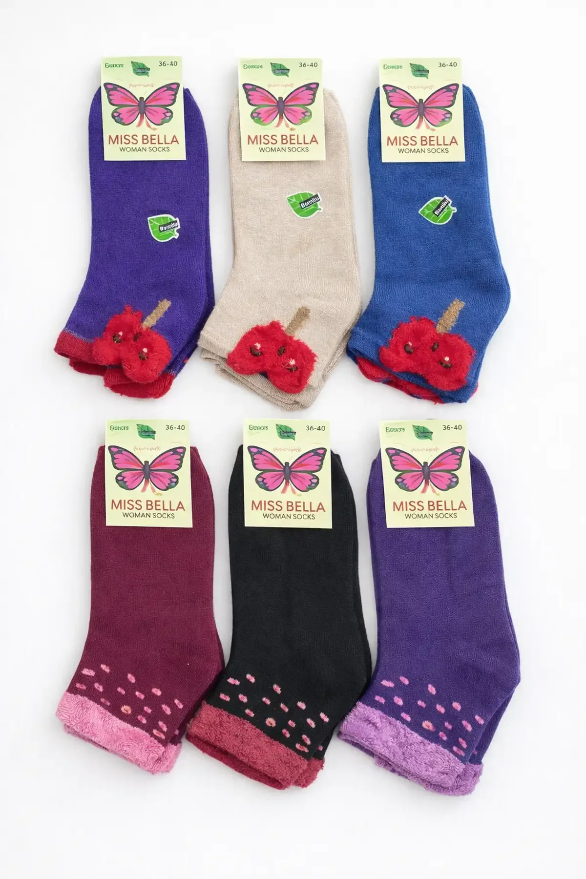 Miss Bella Kadın Üç Boyutlu Havlu Patik 12'li - 5