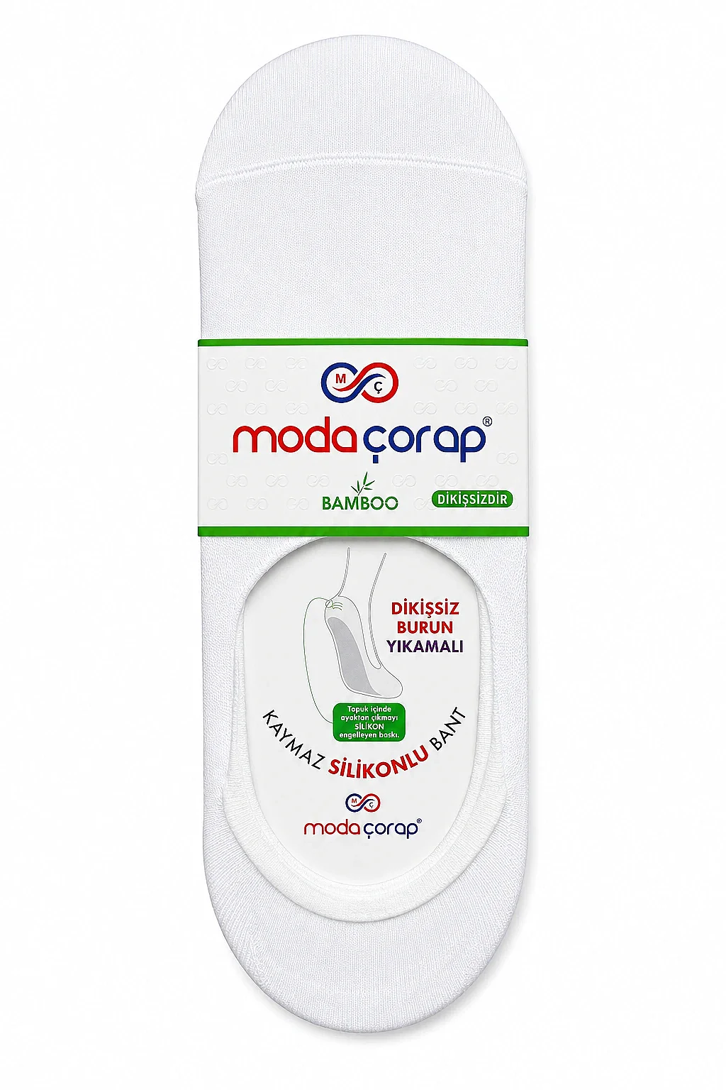 Moda Erkek Bambu Silikonlu Babet 12li Beyaz - 1
