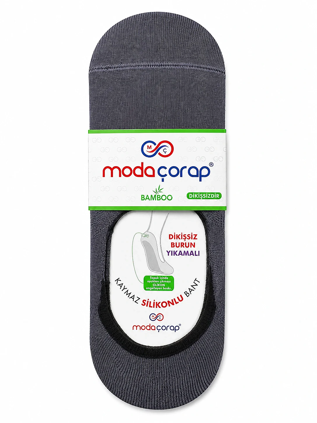 Moda Erkek Bambu Silikonlu Babet 12li Füme - 1