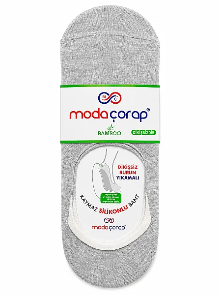 Moda Erkek Bambu Silikonlu Babet 12li Gri