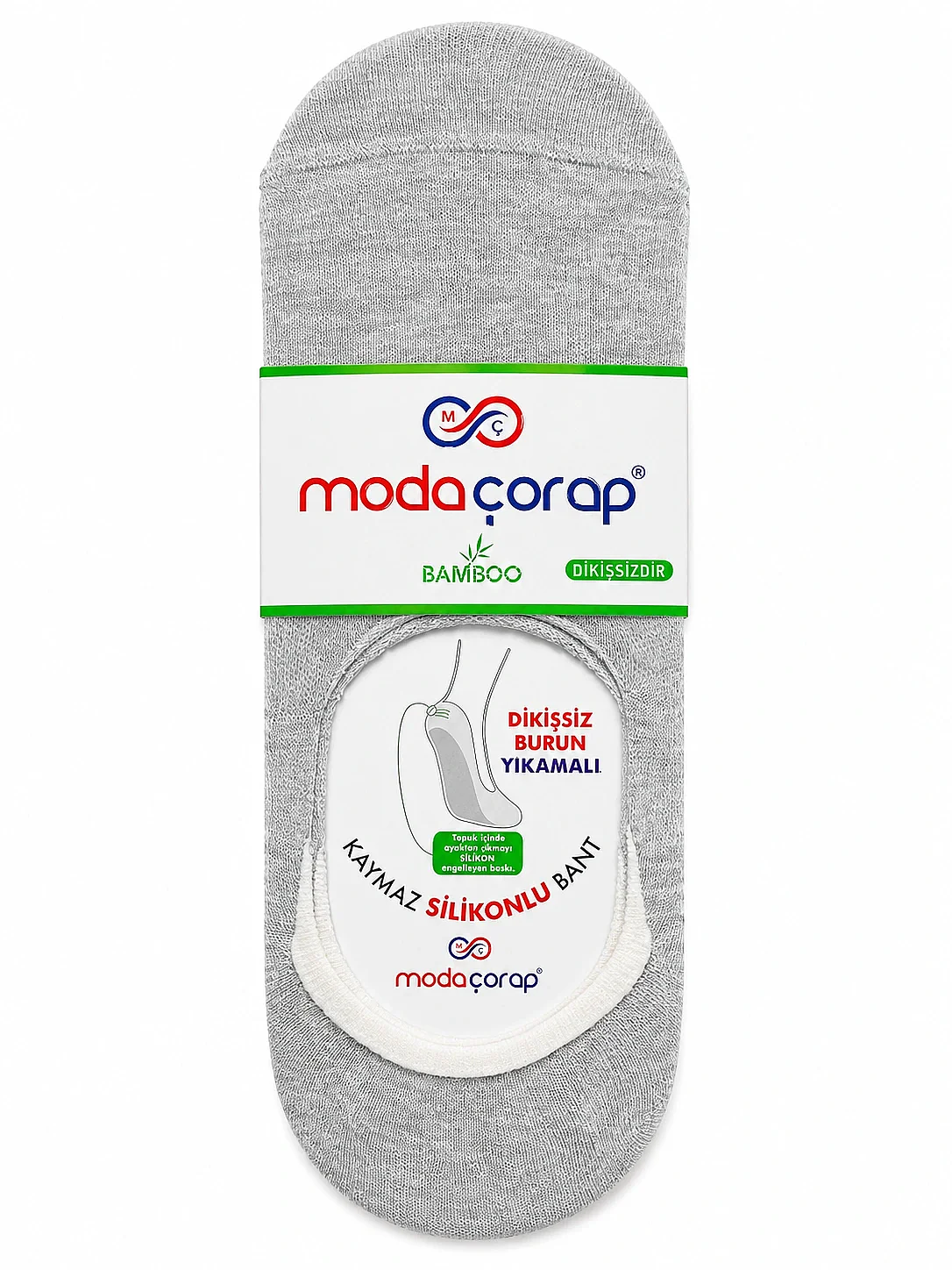 Moda Erkek Bambu Silikonlu Babet 12li Gri - 1