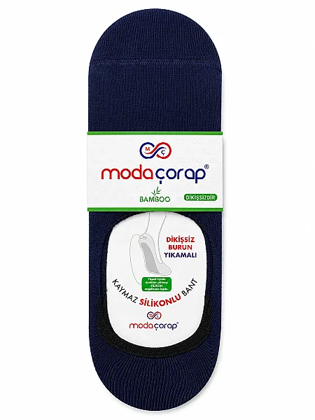 Moda Erkek Bambu Silikonlu Babet 12li Lacivert