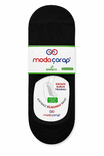 Moda Erkek Bambu Silikonlu Babet 12li Siyah