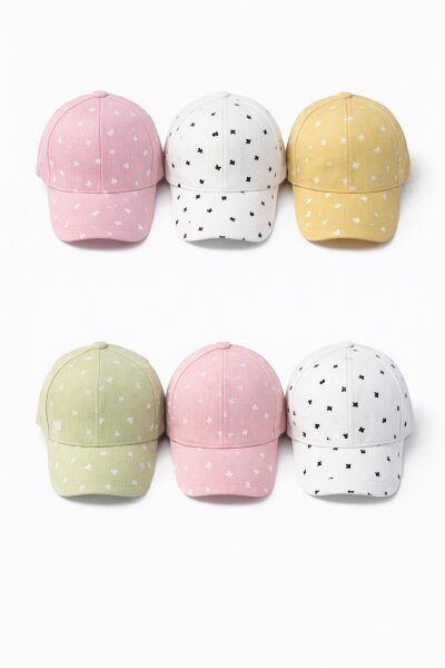 P-Y25140-03 Kitti 1-3 Kelebek Desenli Bebe Kız Şapka 6'lı 