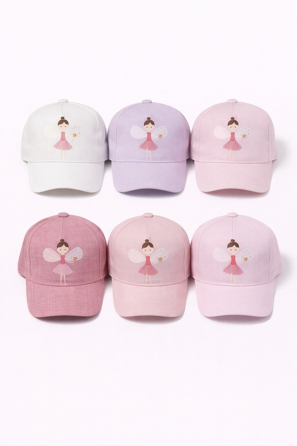 P-Y25240-10 Kitti 5-8 Peri Baskılı Kız Şapka 6'lı - 1