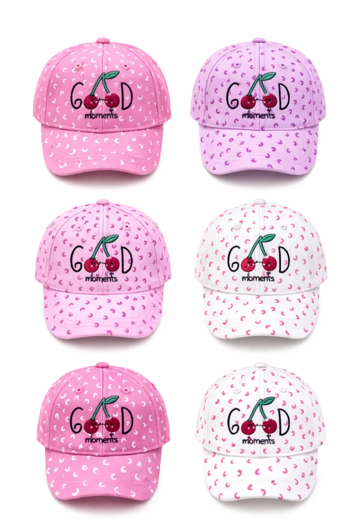 P-Y26050-02 Kitti 0-18 Kiraz Baskılı Kız Şapka 6'lı - 1