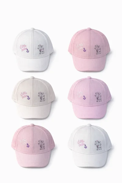 P-Y26050-04 Kitti 0-18 Bambi Baskılı Kız Şapka 6'lı 