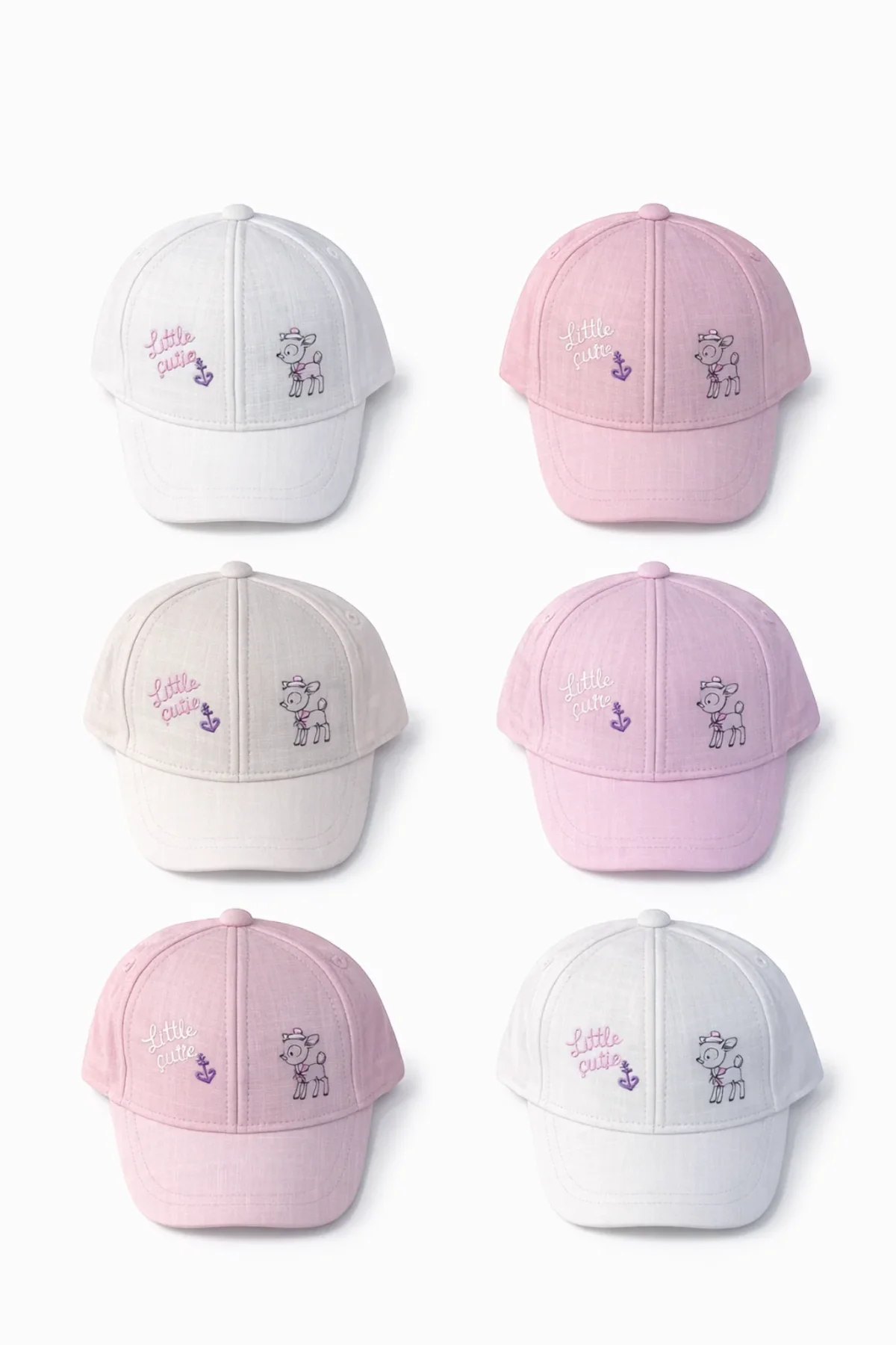 P-Y26050-04 Kitti 0-18 Bambi Baskılı Kız Şapka 6'lı - 1
