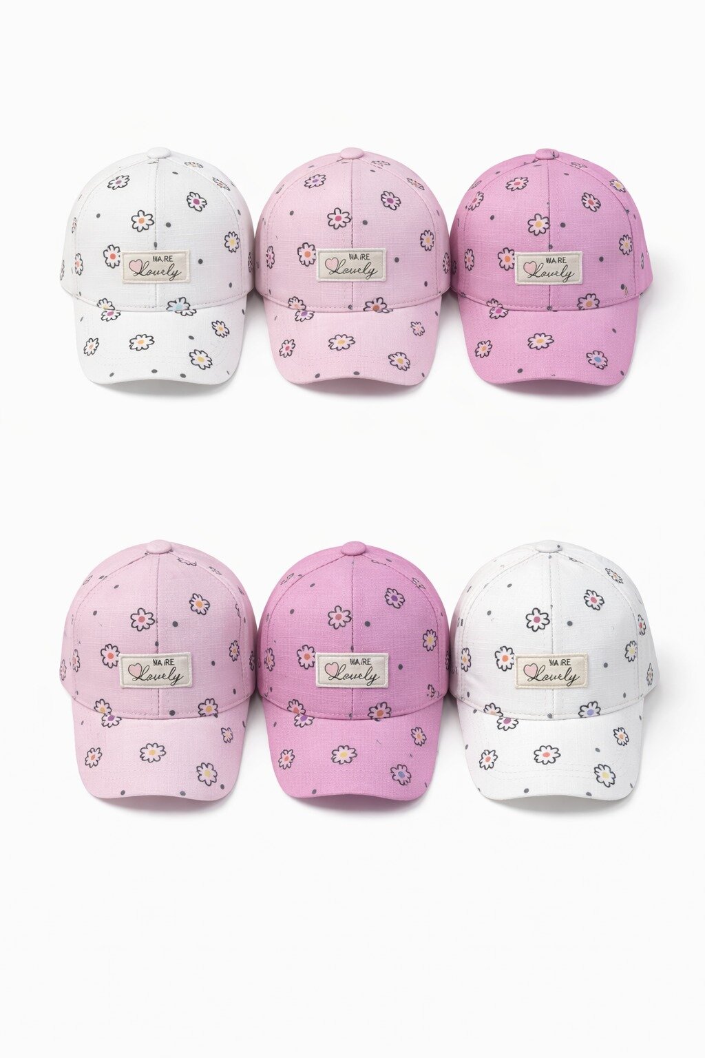 P-Y26240-03 Kitti 5-8 Papatya Baskılı Kız Şapka 6'lı - 1