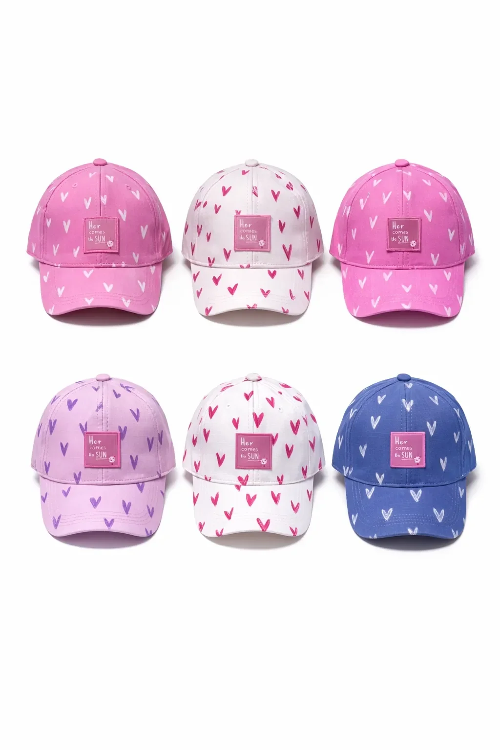 P-Y26240-04 Kitti 5-8 Kalp Baskılı Kız Şapka 6'lı - 1