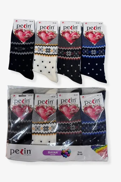 Pelin Kadın Desenli Çorap 12li - PELİN ÇORAP (1)