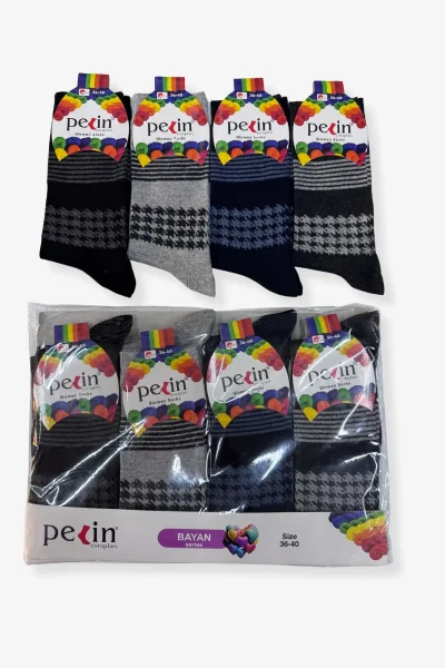 Pelin Kadın Desenli Çorap 12li - 3