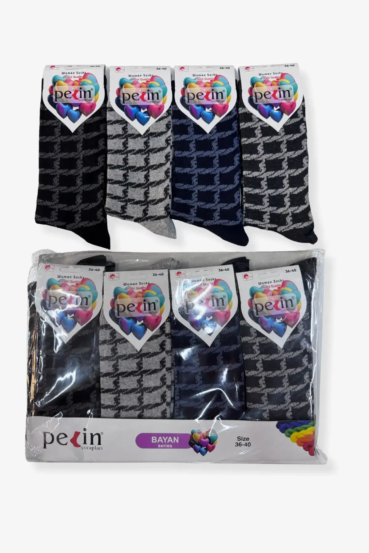 Pelin Kadın Desenli Çorap 12li - 4