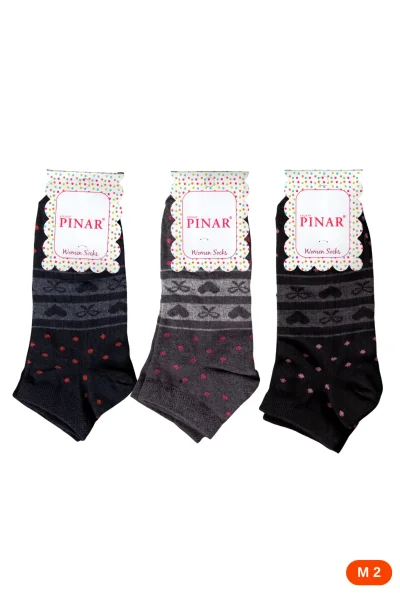 Pınar Kadın Desenli Patik 12'li M2 