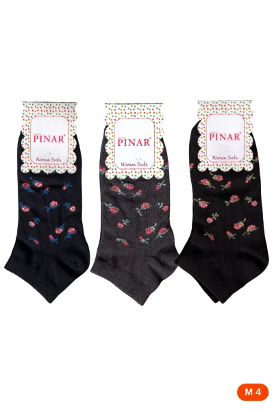Pınar Kadın Desenli Patik 12'li M4 