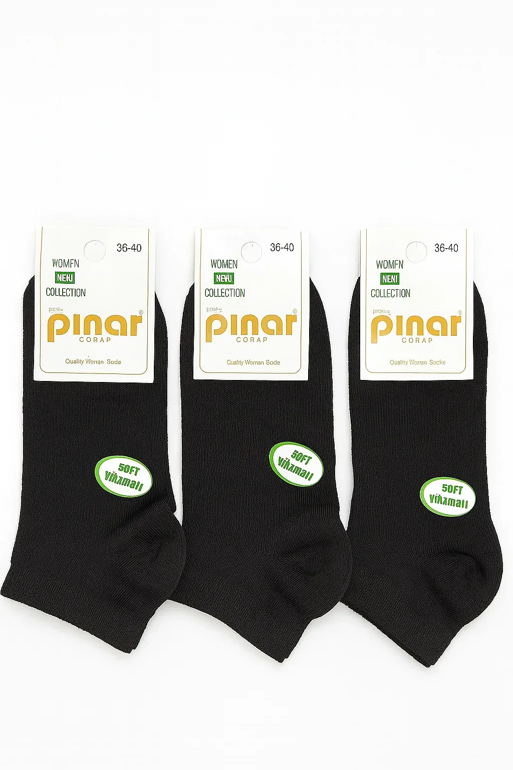 Pınar Kadın Penye Patik 12'li Siyah - 1