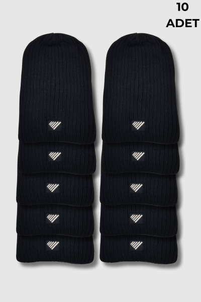 Selçuk Erkek Mansız Bere 10'lu Paket Siyah - 3