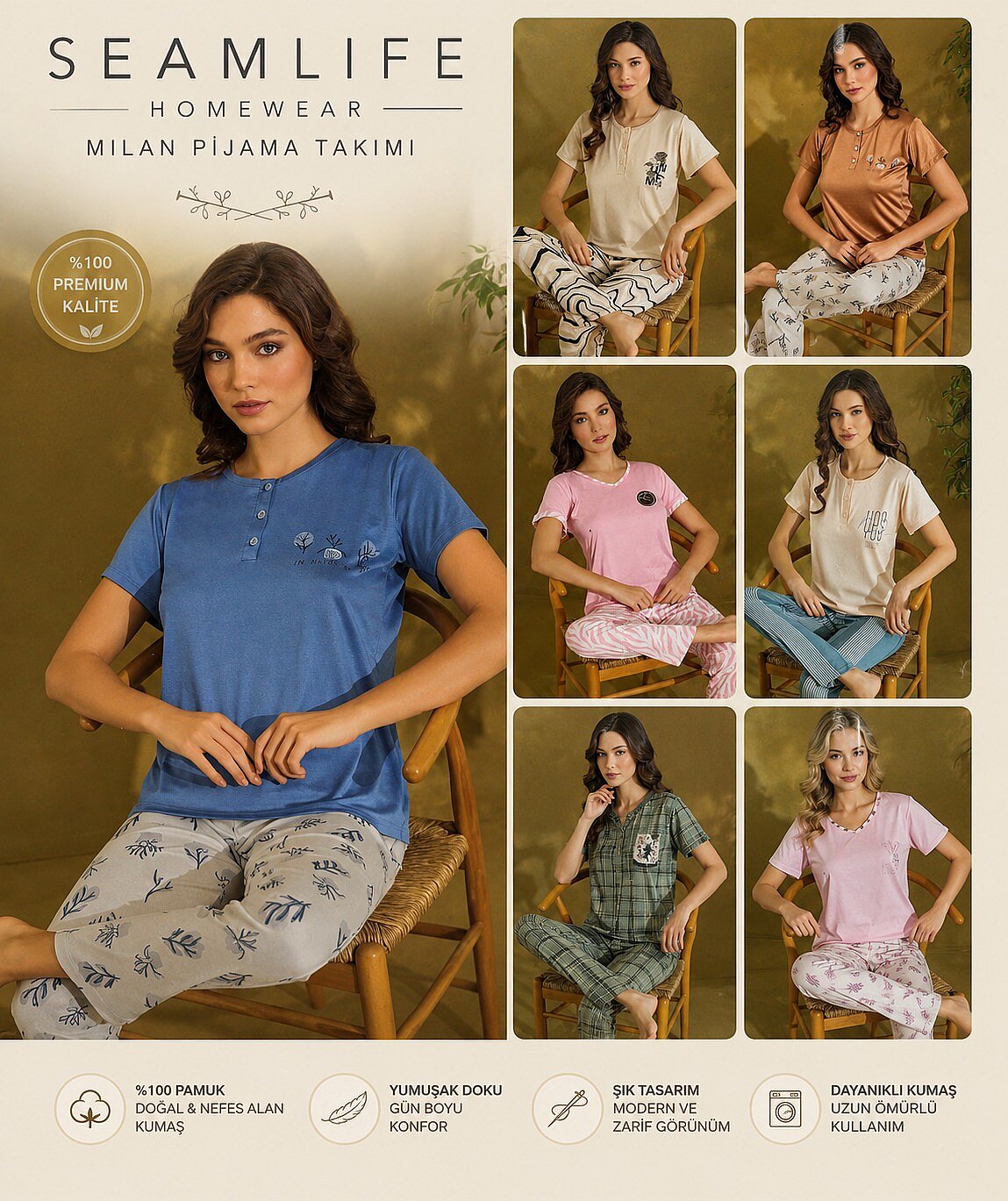 Seamlife Milan Kadın Pijama Takımı 4'lü - 2