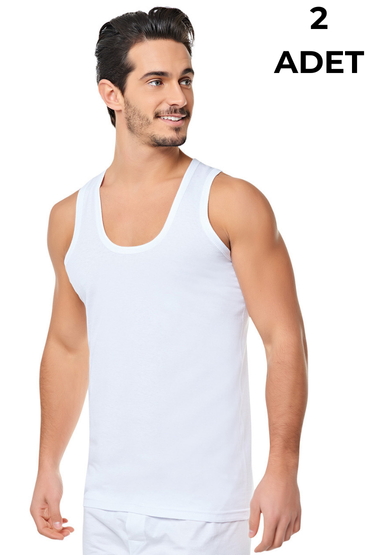 Seher Erkek Penye Atlet Beyaz 2'li - SEHER YILDIZI