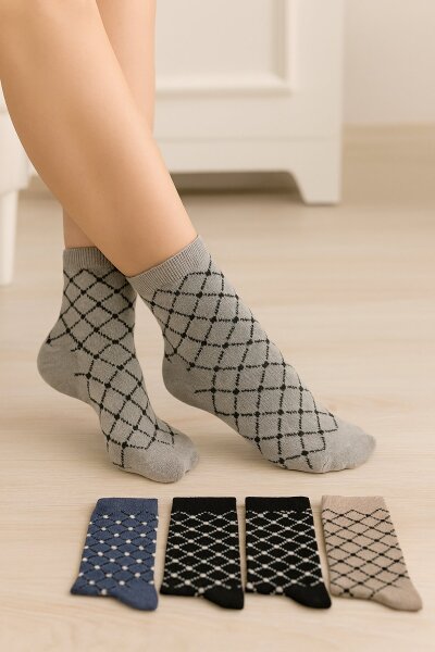 Vakre Kadın Desenli Çorap 12'li - VAKRE SOCKS