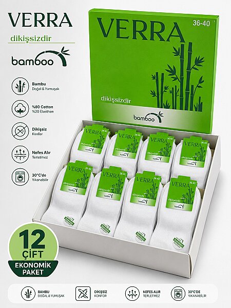 Verra Bayan Bambu Patik 12li Beyaz (1)
