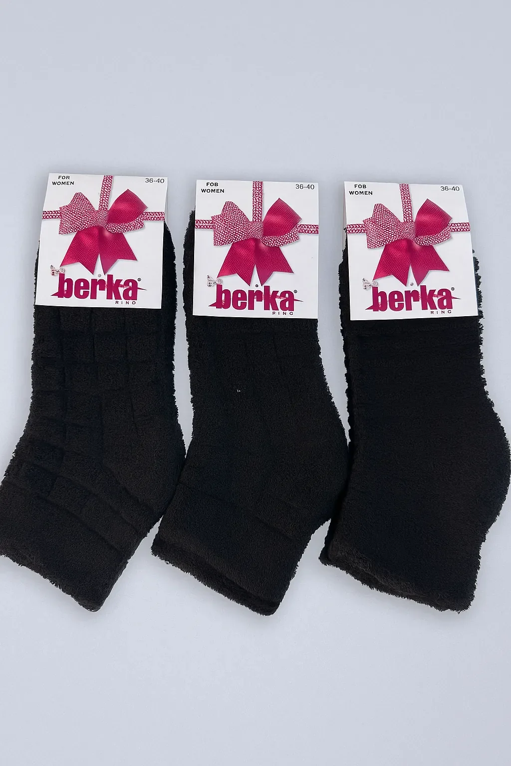 Berka Kadın Ters Havlu Patik 12'li Paket Siyah - 1