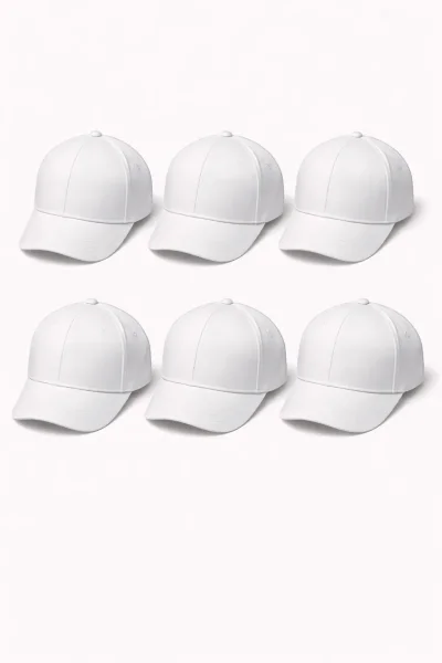 Y1042-008 Kitti 9-15 Garson Sade Şapka 6'lı Beyaz - 2