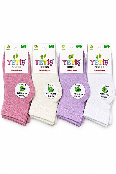 Yetiş Çocuk Bambu Çorap 12li Açık Asorti (1)