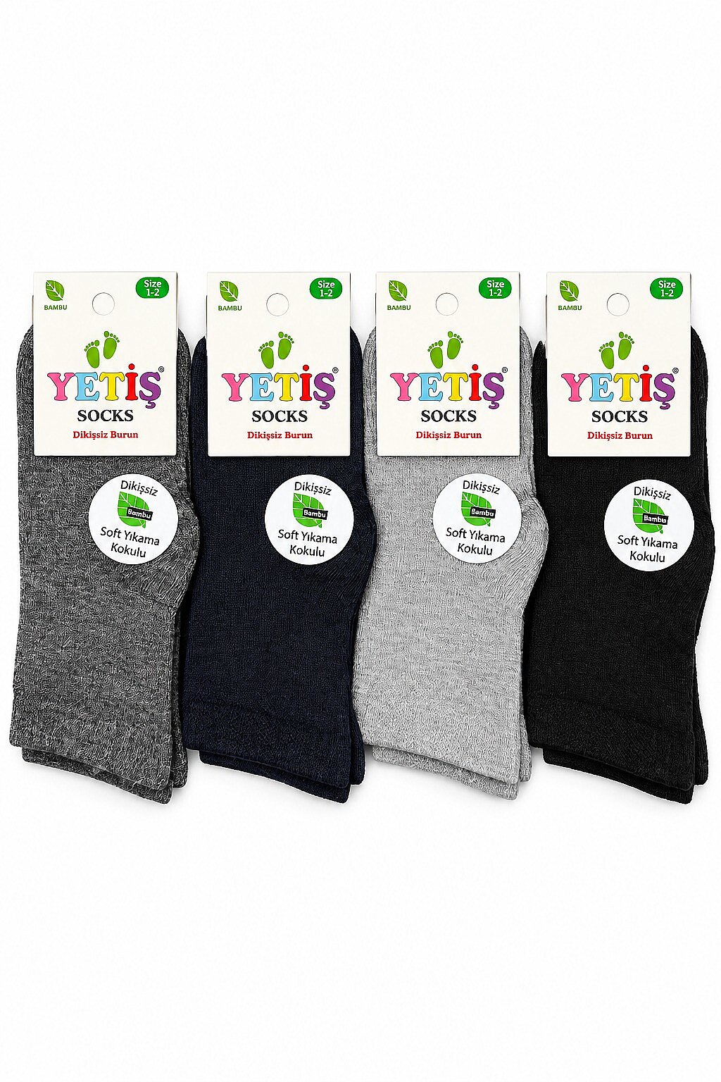 Yetiş Çocuk Bambu Çorap 12li Koyu Asorti - 2