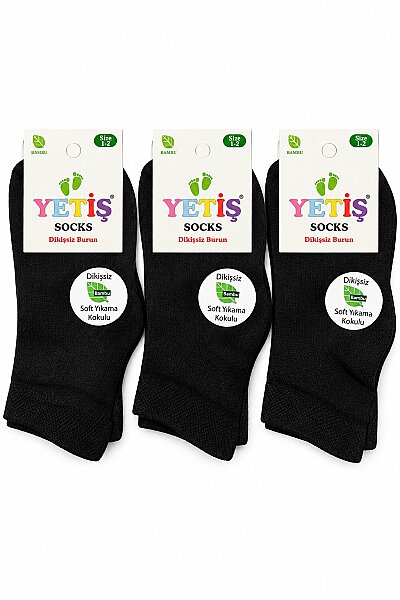 Yetiş Çocuk Bambu Çorap 12li Siyah (1)