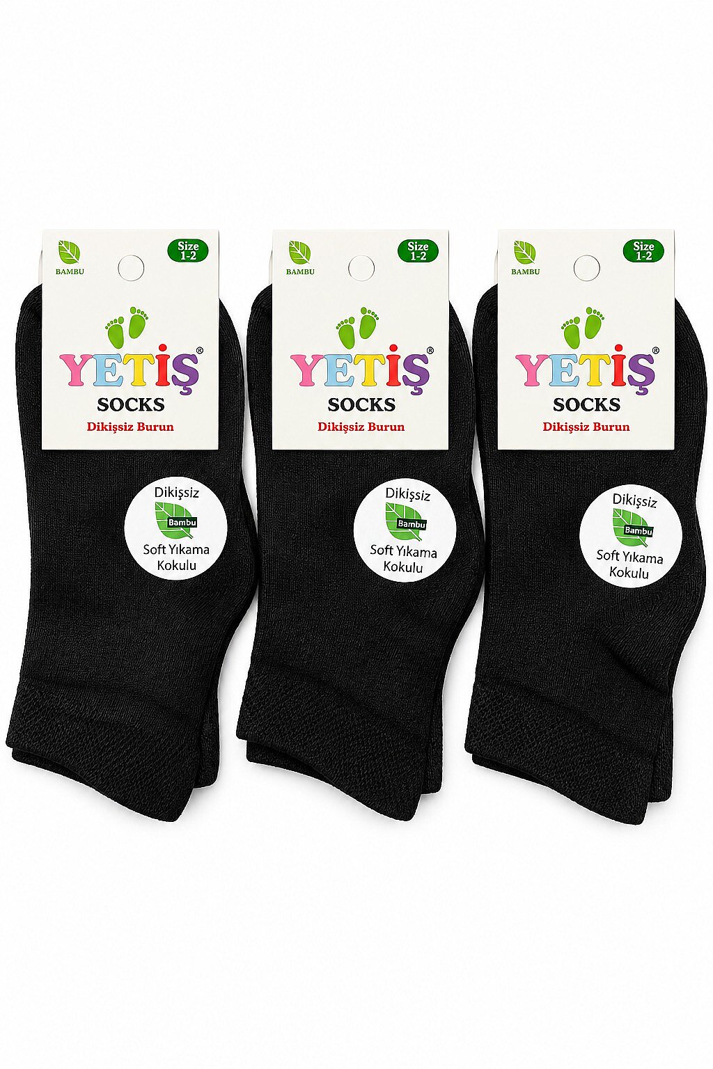 Yetiş Çocuk Bambu Çorap 12li Siyah - 2