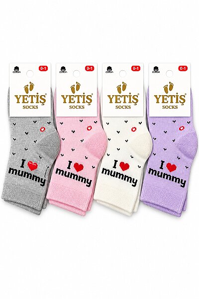 Yetiş Kız Bebek Desenli Çorap 12li (1)