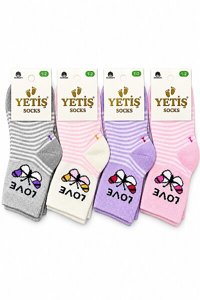 Yetiş Kız Bebek Desenli Çorap 12li - 3