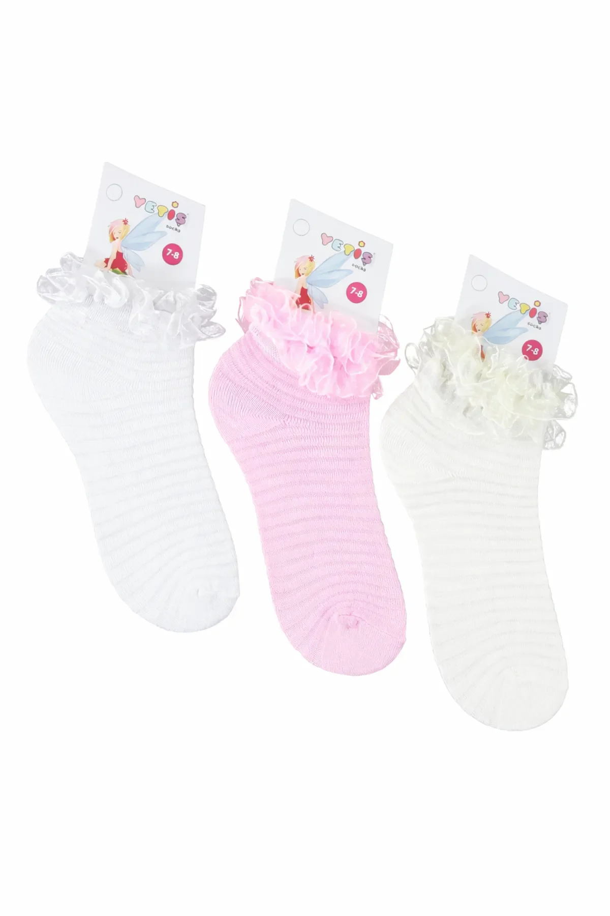 Yetiş Kız Çocuk Klima Dantelli Patik 12'li - 1